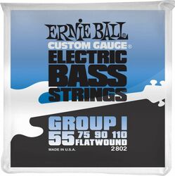 E-bass saiten Ernie ball BASS (4) 2802 Flatwound Group 1 55-110 - Satz mit 4 saiten