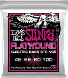 E-bass saiten Ernie ball Bass (4) 2814 Slinky Flatwound 45-100 - Satz mit 4 saiten