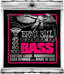 E-bass saiten Ernie ball Bass (4) 3834 Coated Super Slinky 45-100 - Satz mit 4 saiten