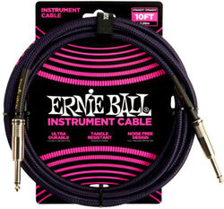 Kabel Ernie ball Braided Instrument Cable Straight/Straight 10ft - Purple Black