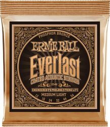 Westerngitarre saiten Ernie ball Folk (6) 2546 Everlast Coated Phosphor Bronze 12-54 - Saitensätze 