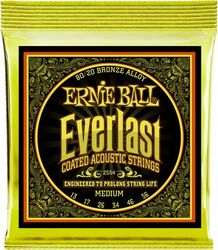 Westerngitarre saiten Ernie ball Folk (6) 2554 Everlast Coated 80/20 Bronze 13-56 - Saitensätze