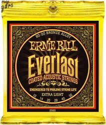 Westerngitarre saiten Ernie ball Folk (6) 2560 Everlast Coated Extra Light 10-50 - Saitensätze 