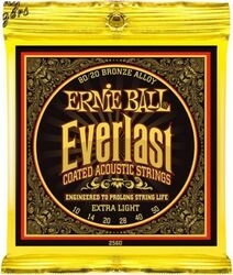 Westerngitarre saiten Ernie ball Folk (6) 2560 Everlast Coated Extra Light 10-50 - Saitensätze