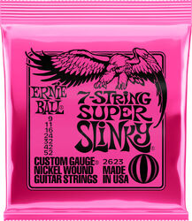 E-gitarren saiten Ernie ball P02623 Electric Guitar 7-String Set Super Slinky Nickel Wound 9-52 - 7-saiten-set