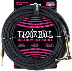 Kabel Ernie ball P06086 Braided 18ft Straigth / Angle Instrument Cable - Black