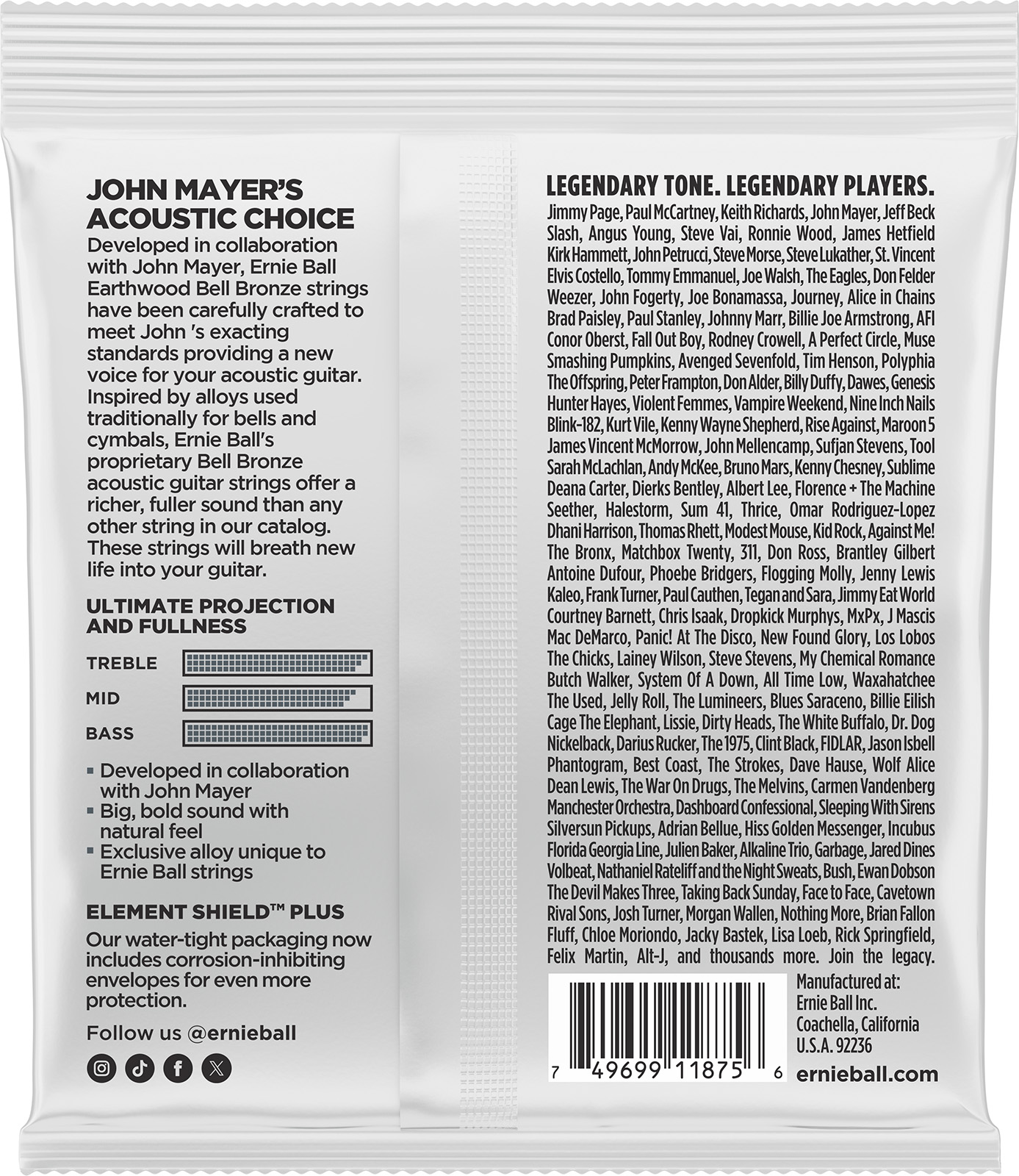 Ernie Ball Jeu De 6 Cordes Earthwood Bell Bronze Light 11-52 - E-Gitarren Saiten - Variation 1