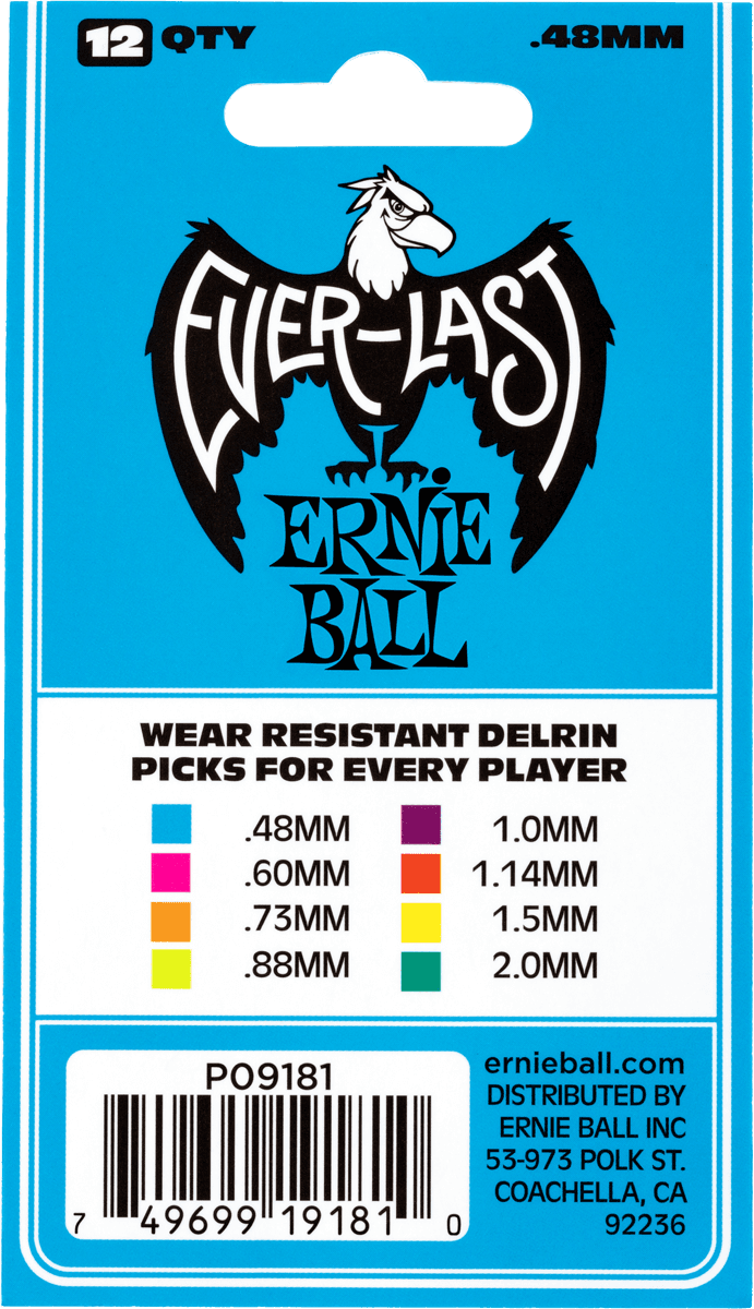 Ernie Ball Everlast Sachet De 12 Bleu 0,48mm - Plektren - Variation 2