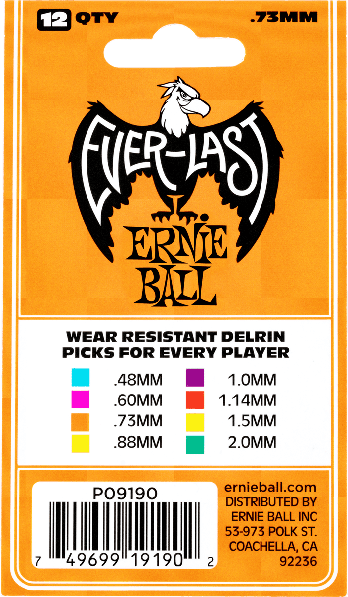 Ernie Ball Mediators Everlast Sachet De 12 Orange 0,73mm - Plektren - Variation 2