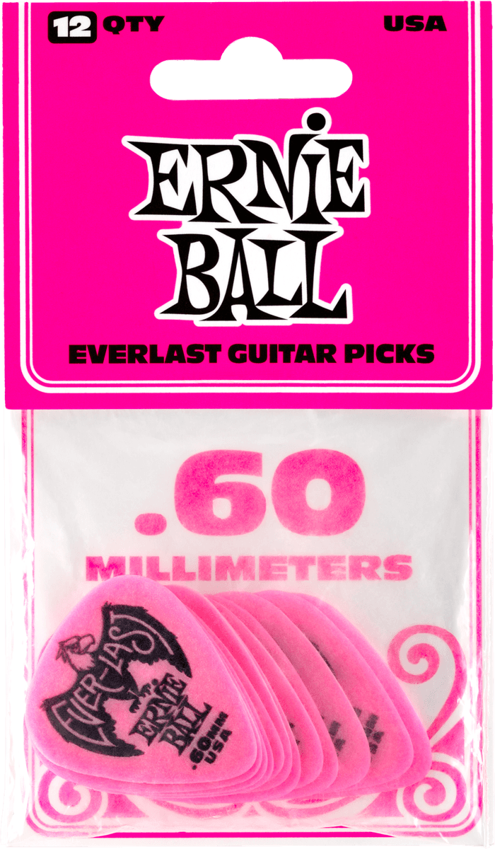 Ernie Ball Everlast 0.60mm Rose (sachet De 12) - Plektren - Variation 1