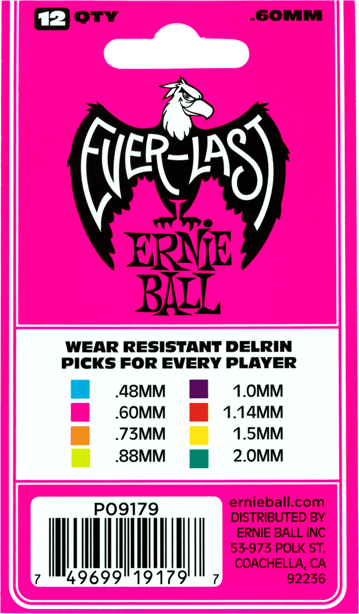 Ernie Ball Everlast 0.60mm Rose (sachet De 12) - Plektren - Variation 2