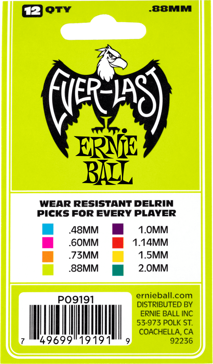 Ernie Ball Mediators Everlast Sachet De 12 Vert 0,88mm - Plektren - Variation 2