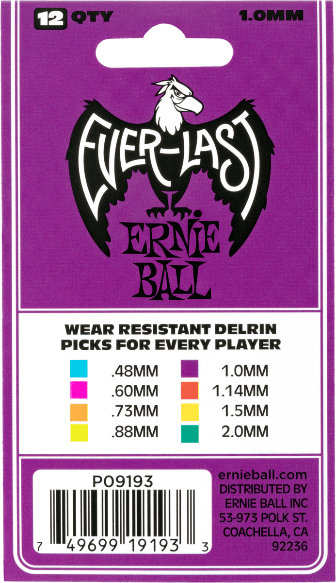 Ernie Ball Mediators Everlast Sachet De 12 Violet 1mm - Plektren - Variation 2