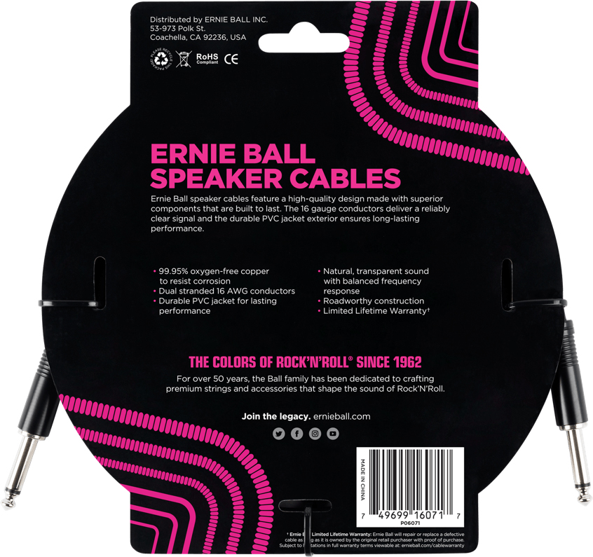 Ernie Ball P06071 3in. Straight / Straight Speaker Cable 0.91m Droit / Droit Black - Kabel - Variation 1
