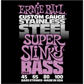 Ernie Ball Jeu De 4 Cordes Bass (4) 2844 Custom Gauge Stainless Steel Super Slinky 45-100 - E-Bass Saiten - Variation 1