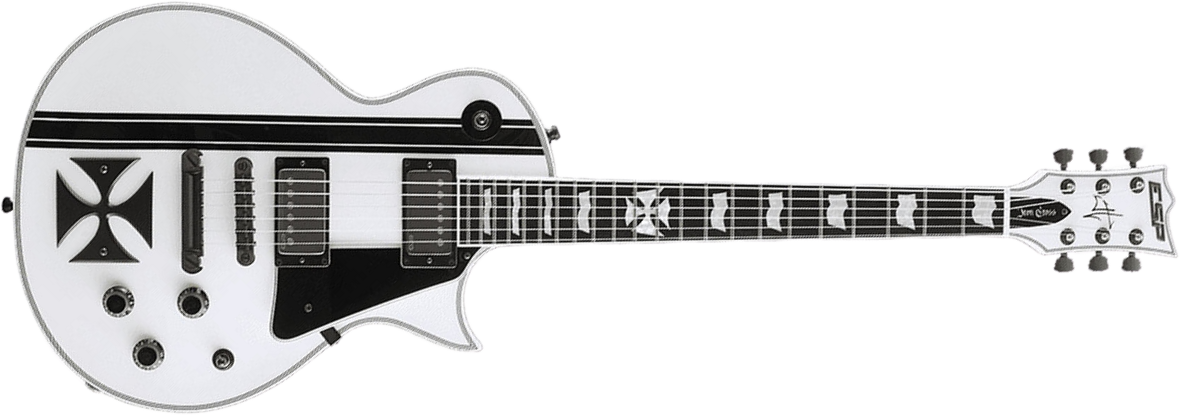 Esp Custom Shop James Hetfield Iron Cross Signature 2h Emg Ht Eb +case - Snow White - Single-Cut-E-Gitarre - Main picture