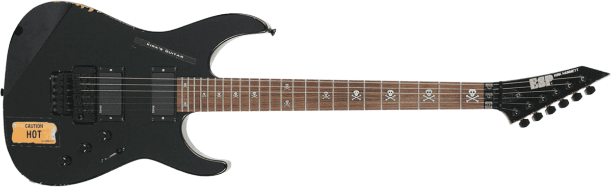 Esp Custom Shop Kirk Hammett Kh-2 Vintage Jap Signature 2h Emg Fr Rw - Distressed Black - E-Gitarre in Str-Form - Main picture