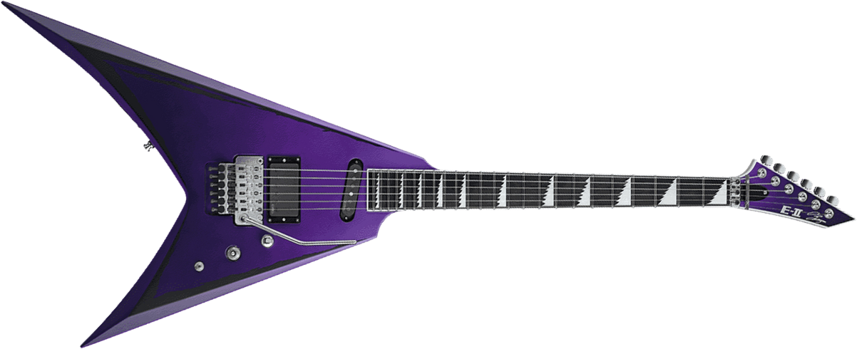 Esp E-ii Alexi Laiho Ripped Signature Hs Fr Eb - Purple Fade Satin W/ Ripped Pinstripes - E-Gitarre aus Metall - Main picture
