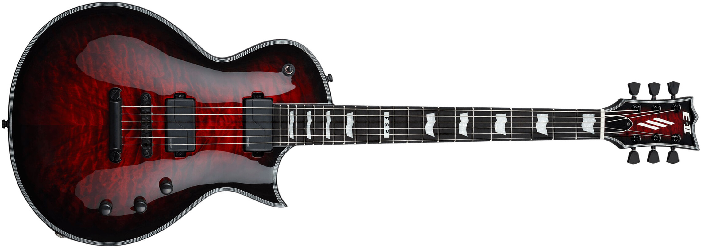 Esp E-ii Eclipse Ec Qm Fl Jap 2h Fishman Fluence Modern Ht Eb - See Thru Black Cherry Sunburst - Single-Cut-E-Gitarre - Main picture