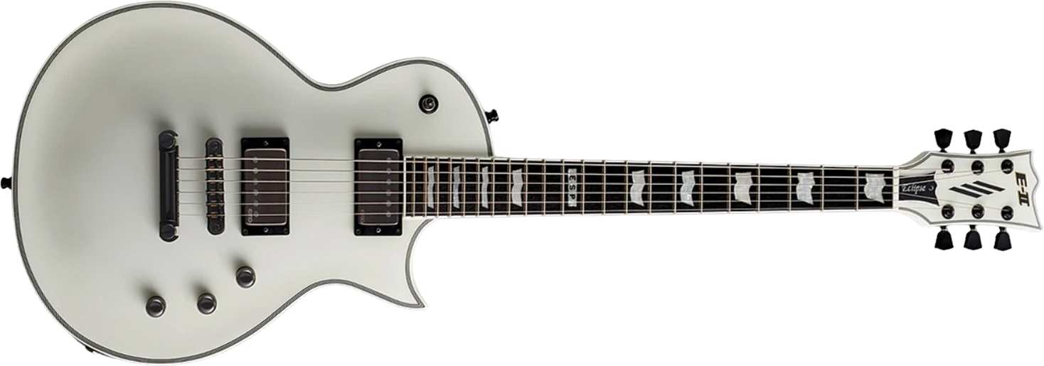 Esp E-ii Eclipse Jap 2h Emg Ht Eb - Snow White Satin - Single-Cut-E-Gitarre - Main picture