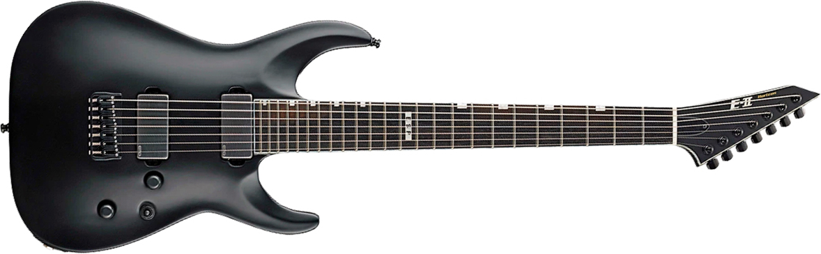 Esp Eii Horizon Nt7b Hipshot Jap 7c Baryton 2h Emg Eb - Black Satin - Bariton E-Gitarre - Main picture
