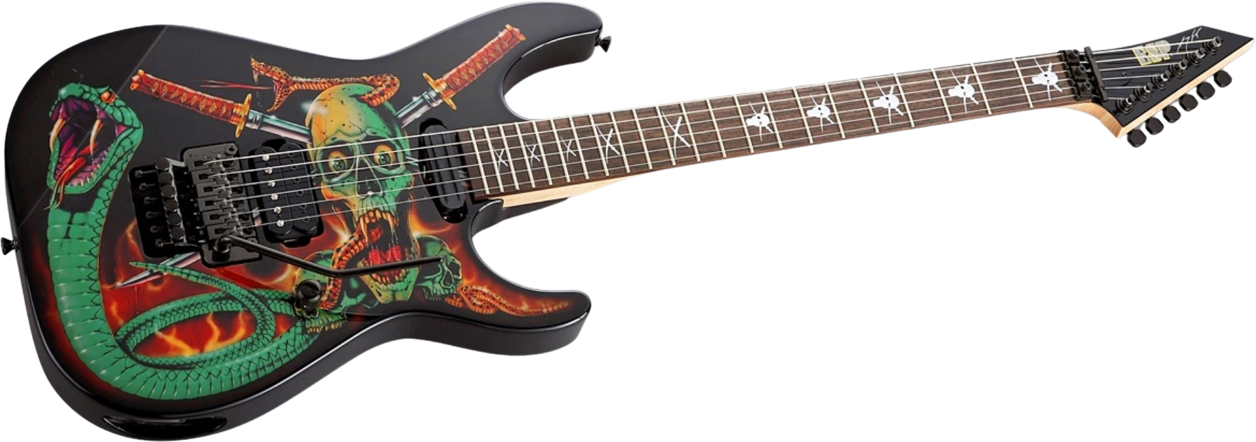 Esp Custom Shop George Lynch Skulls & Snakes Jap Signature Hst Fr Rw - Custom Graphic - E-Gitarre aus Metall - Variation 1