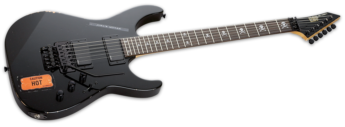 Esp Custom Shop Kirk Hammett Kh-2 Vintage Jap Signature 2h Emg Fr Rw - Distressed Black - E-Gitarre in Str-Form - Variation 1