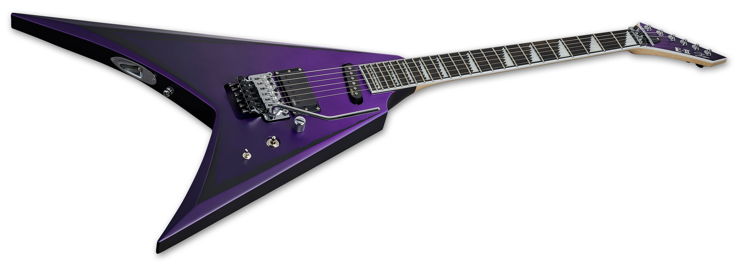 Esp E-ii Alexi Laiho Ripped Signature Hs Fr Eb - Purple Fade Satin W/ Ripped Pinstripes - E-Gitarre aus Metall - Variation 1