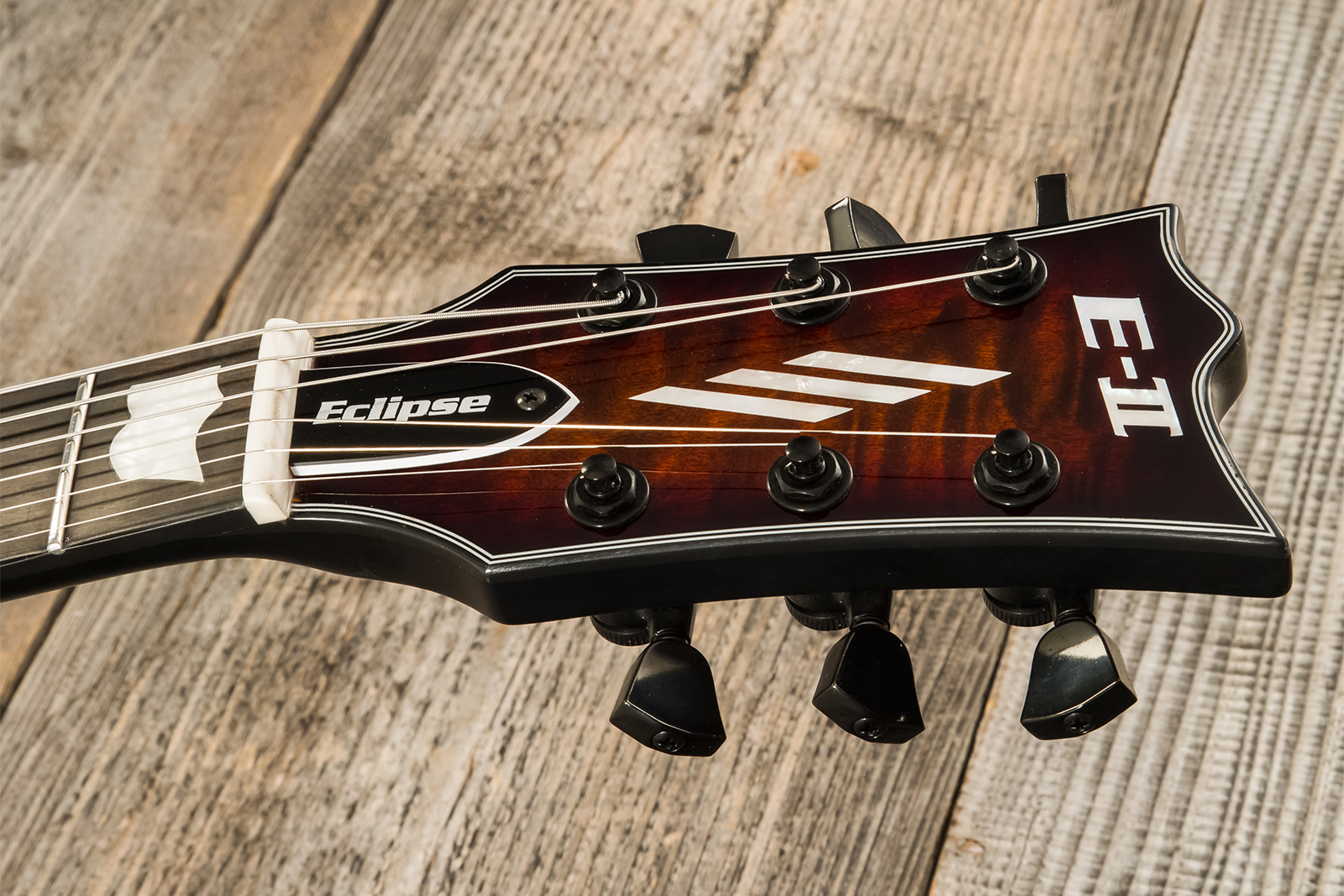 Esp E-ii Eclipse Jap 2h Fishman Fluence Modern Ht Eb - Tiger Eye Sunburst - Single-Cut-E-Gitarre - Variation 9
