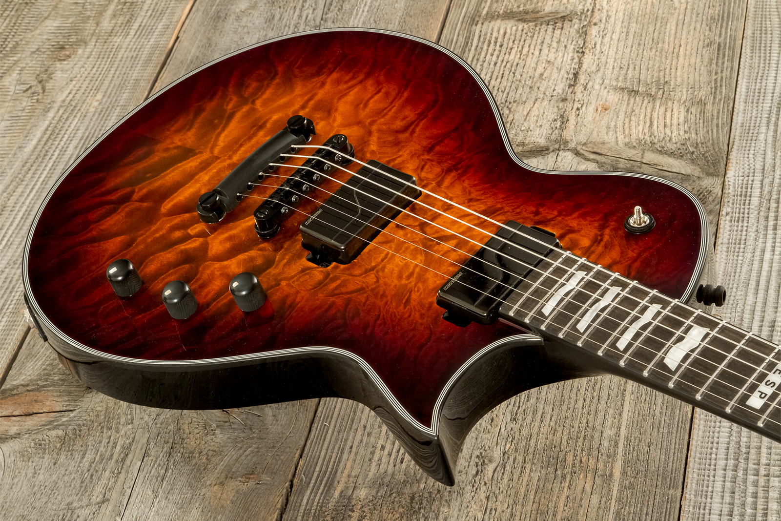Esp E-ii Eclipse Jap 2h Fishman Fluence Modern Ht Eb - Tiger Eye Sunburst - Single-Cut-E-Gitarre - Variation 5