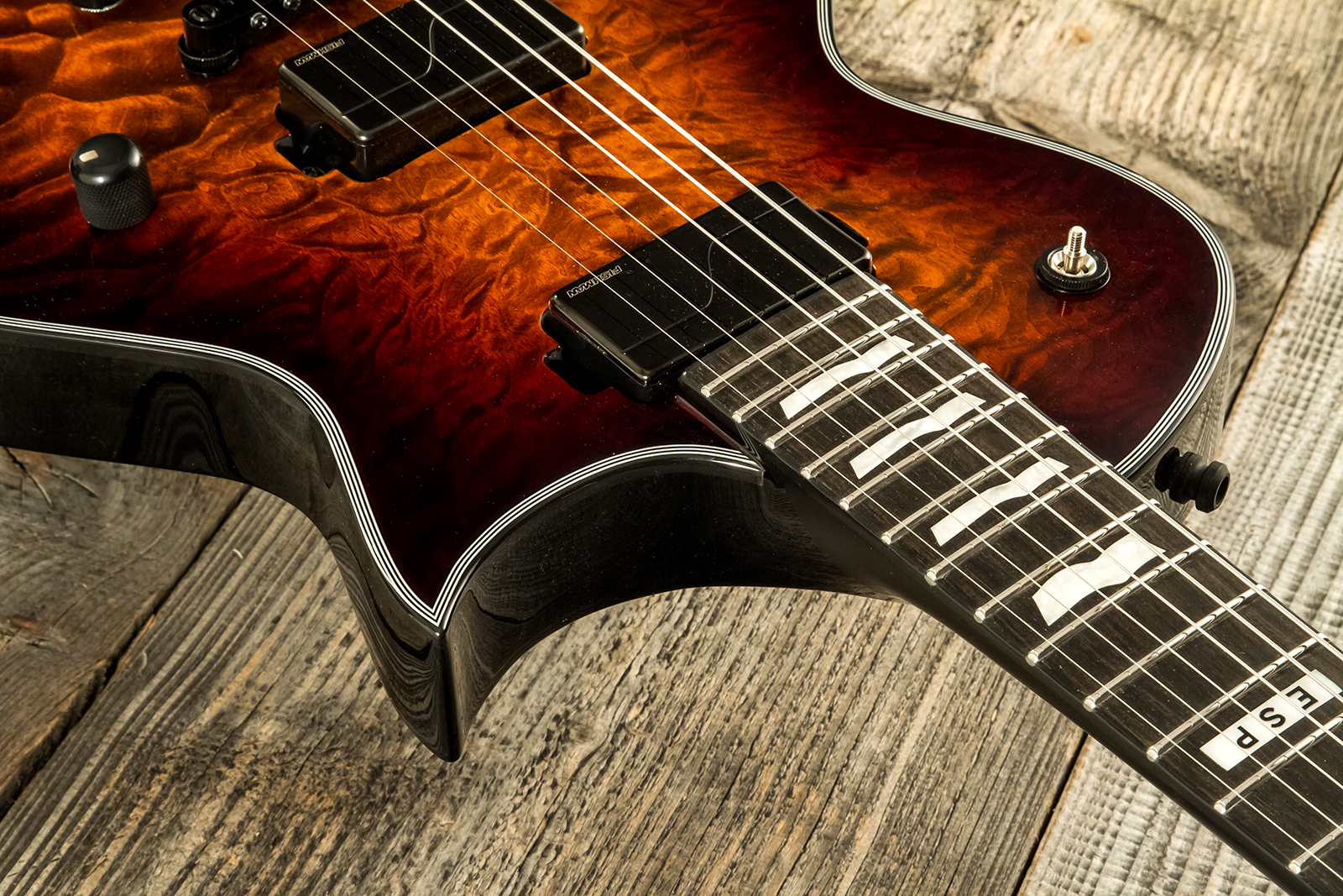 Esp E-ii Eclipse Jap 2h Fishman Fluence Modern Ht Eb - Tiger Eye Sunburst - Single-Cut-E-Gitarre - Variation 6