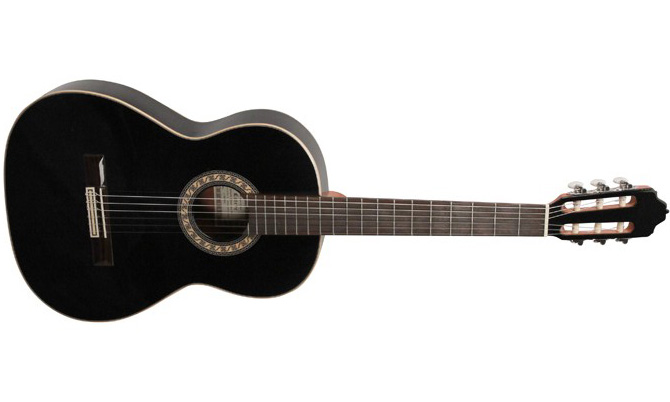 Esteve Gamberra Cedre Sycomore Rw - Black Gloss - Konzertgitarren 4/4 - Variation 1