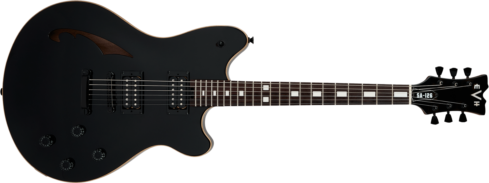 Evh Sa126 Standard 2h Ht Rw - Piano Black - Semi-Hollow E-Gitarre - Main picture