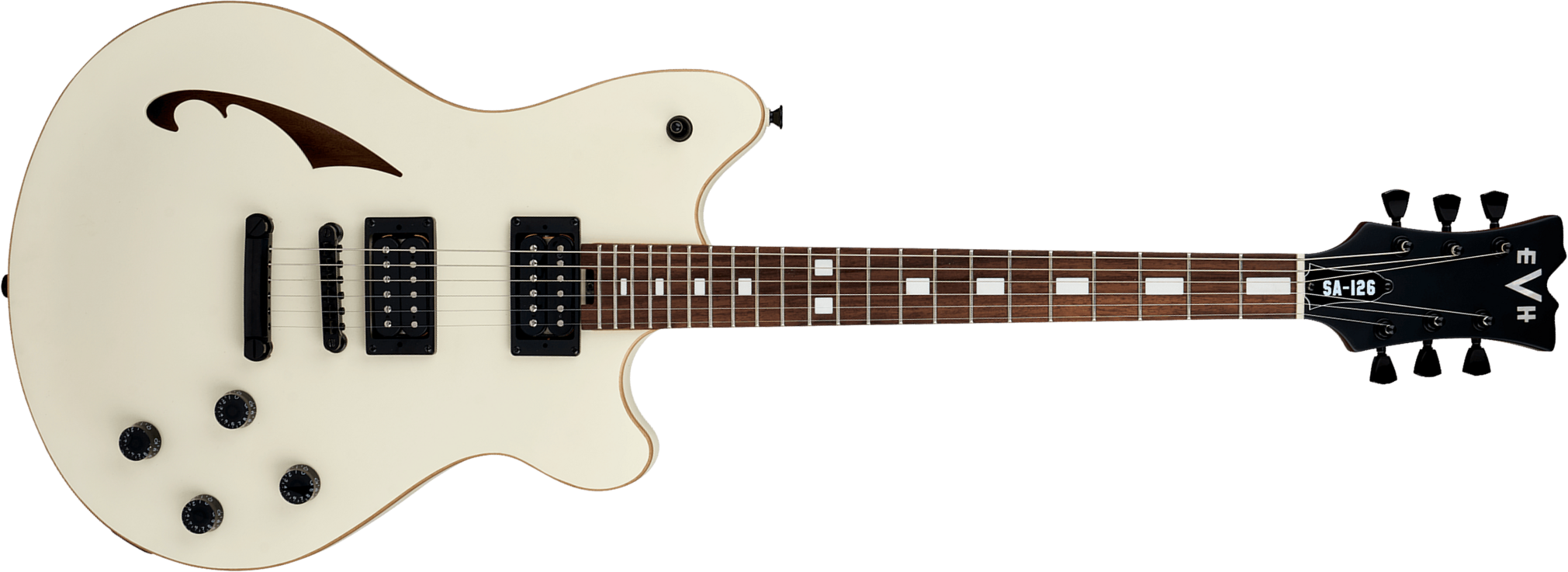 Evh Sa126 Standard 2h Ht Rw - Satin Vintage White - Semi-Hollow E-Gitarre - Main picture
