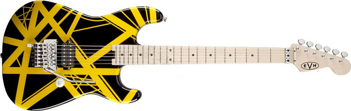 Evh Striped Series - Black With Yellow Stripes - E-Gitarre in Str-Form - Main picture