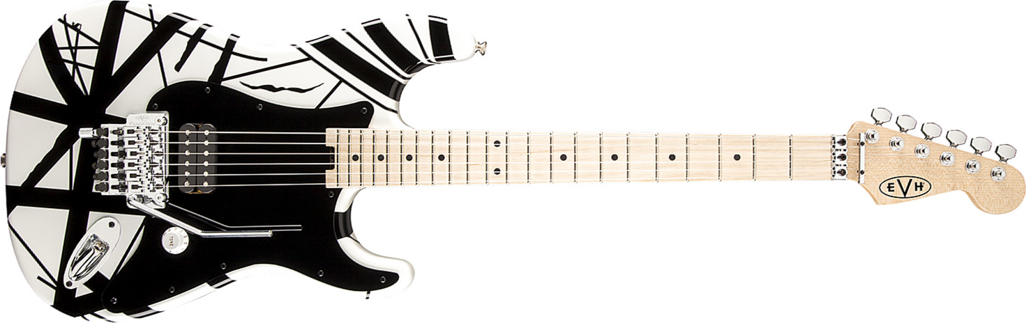 Evh Striped Series - White With Black Stripes - E-Gitarre in Str-Form - Main picture