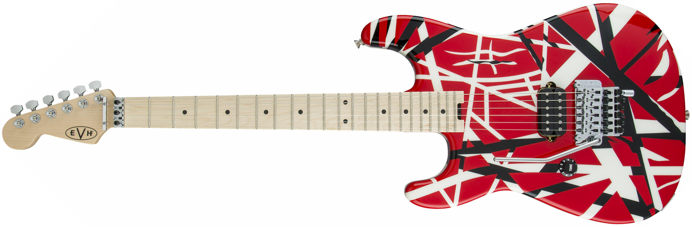 Evh Striped Series Lh Gaucher Signature H Fr Mn - Red Black White Stripes - E-Gitarre für Linkshänder - Main picture