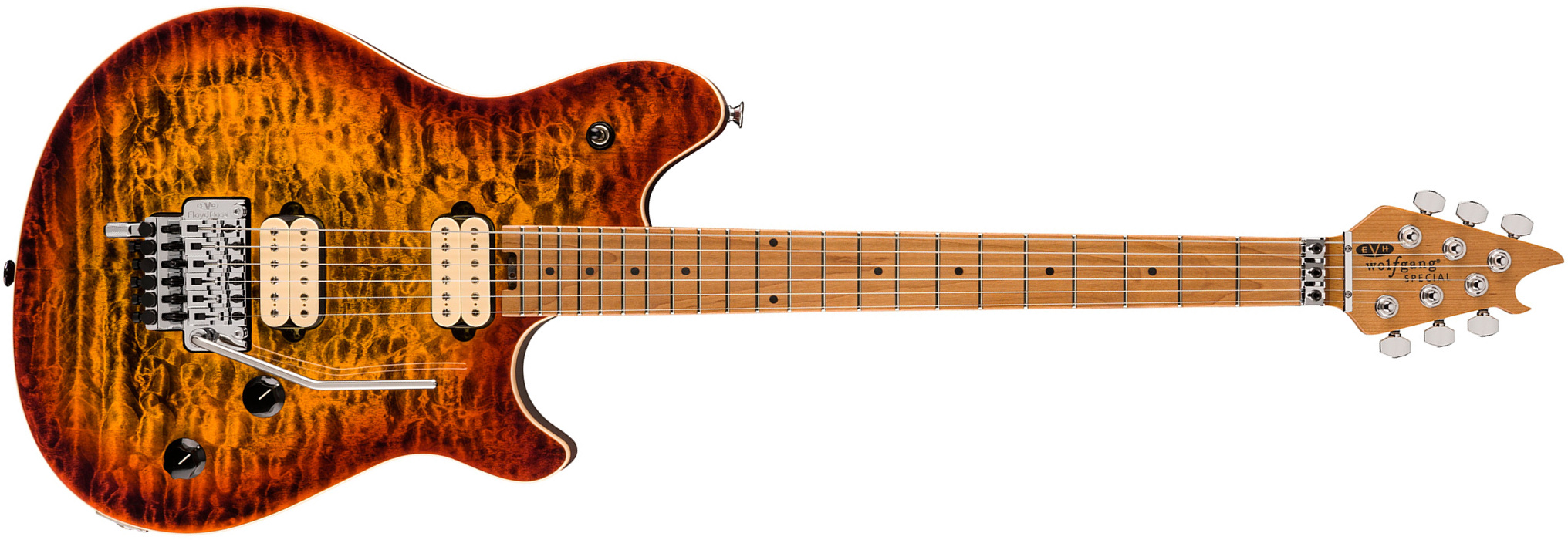 Evh Wolfgang Special Qm 2h Fr Mn - Tiger Eye Glow - Double Cut E-Gitarre - Main picture