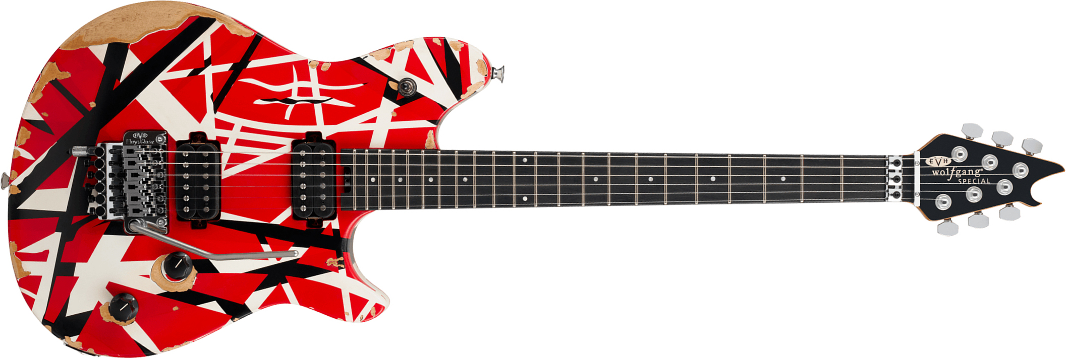 Evh Wolfgang Special Striped Ltd Mex 2h Fr Eb - Aged Red Black & White Stripes - E-Gitarre aus Metall - Main picture