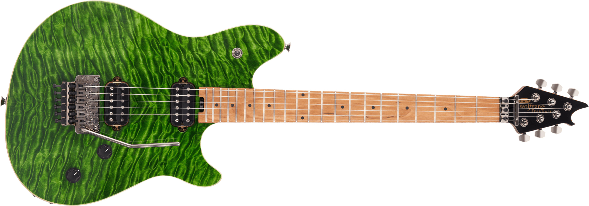 Evh Wolfgang Wg Standard Qm 2h  Fr Mn - Transparent Green - E-Gitarre aus Metall - Main picture