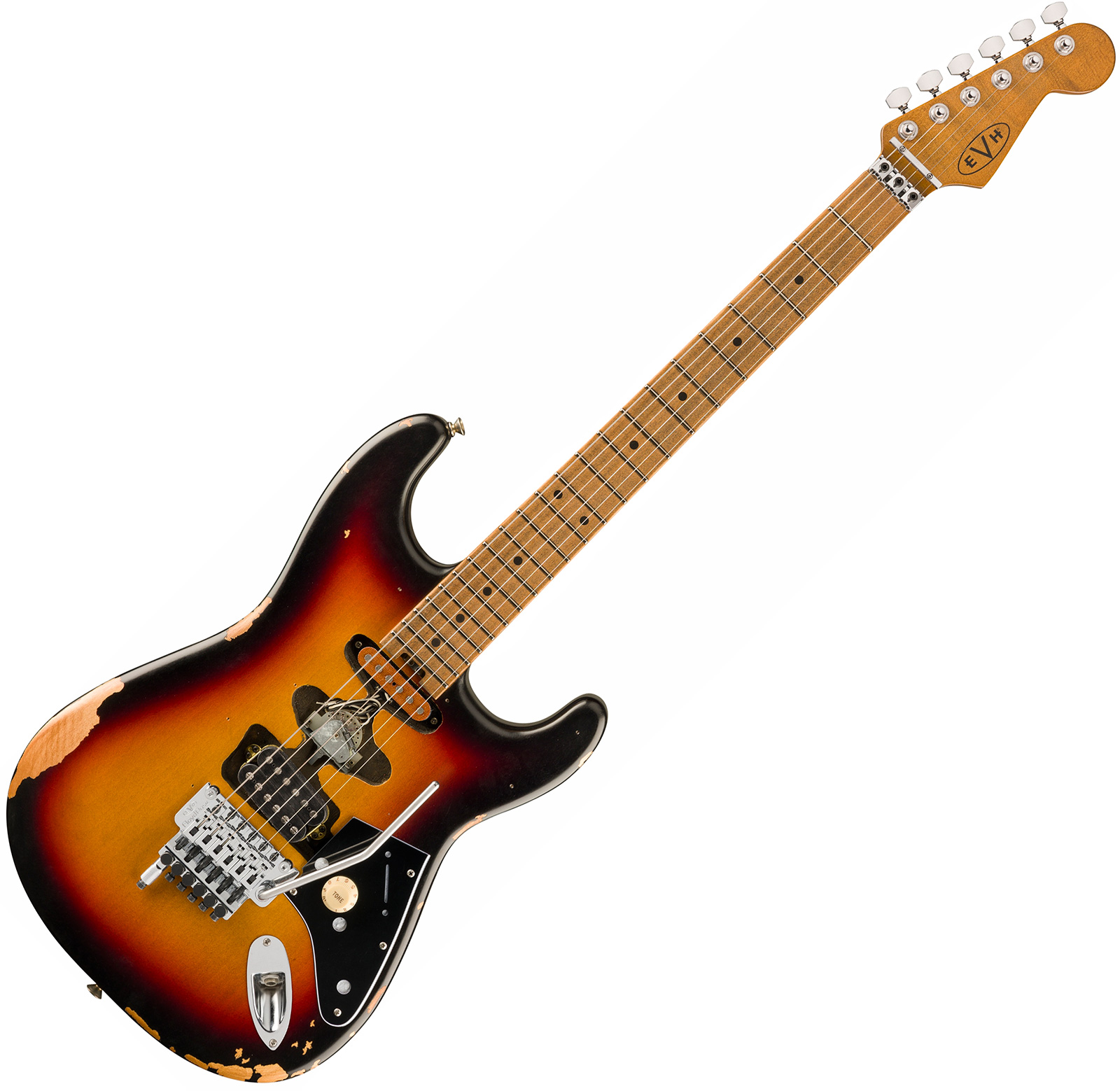 Evh Frankenstein Relic Mex 1h Fr Mn + Premium Cable 42.inc + Premium Strap - Vintage Sunburst - E-Gitarre Set - Variation 1
