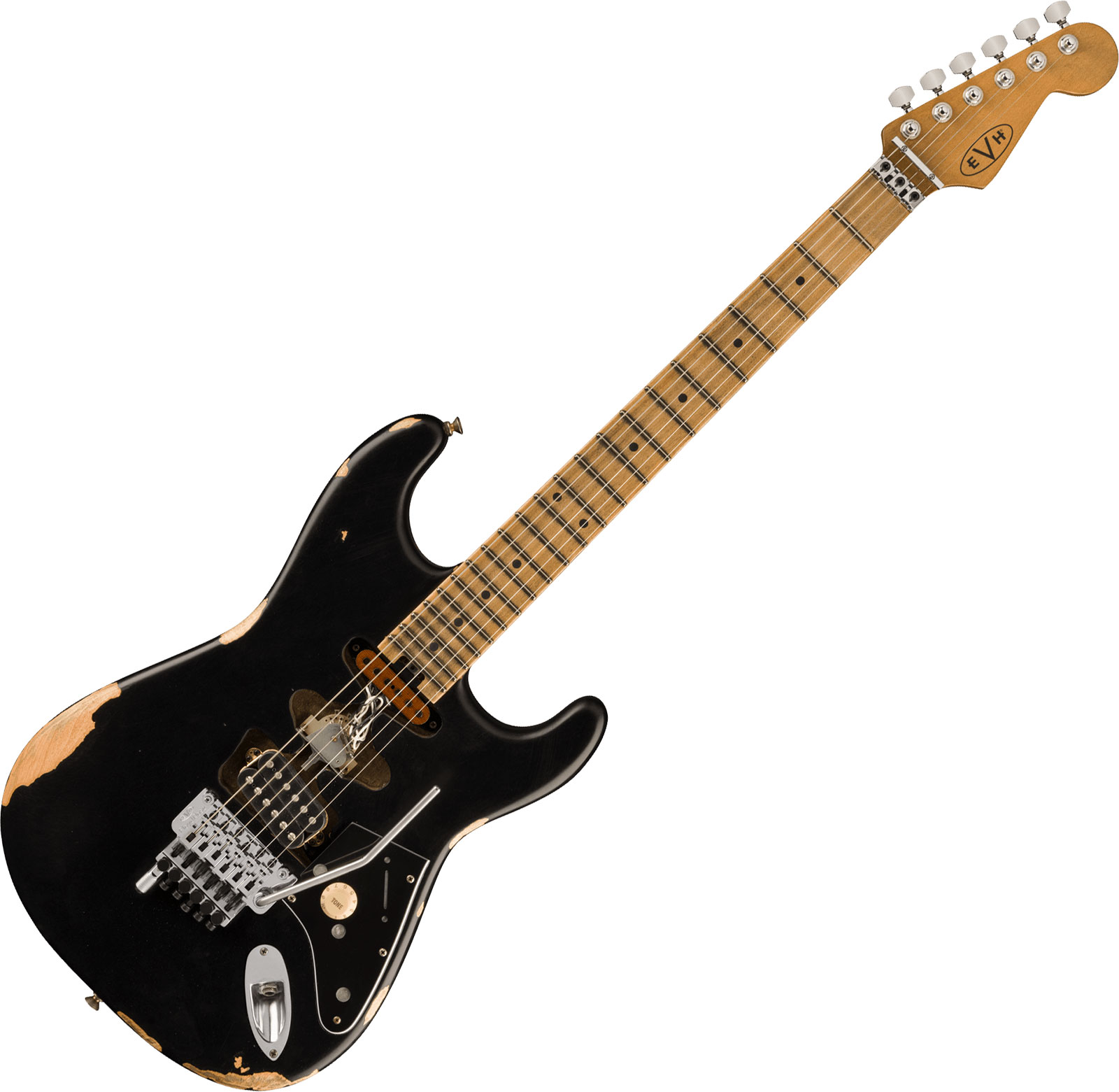 Evh Frankenstein Relic Mex 1h Fr Mn + Premium Cable 42.inc + Premium Strap - Black - E-Gitarre Set - Variation 1