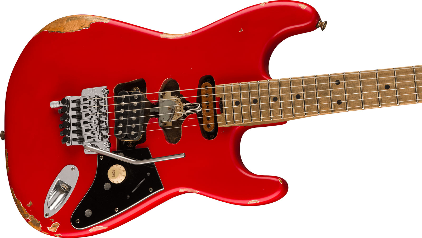 Evh Frankenstein Relic Mex 1h Fr Mn + Premium Cable 42.inc + Premium Strap - Red - E-Gitarre Set - Variation 3