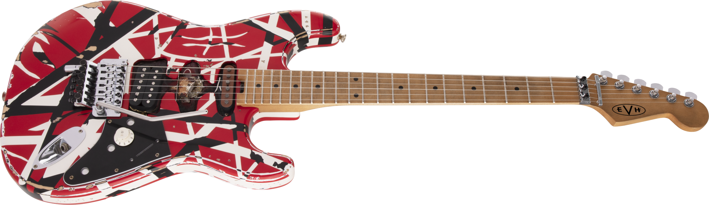 Evh Eddie Van Halen Frankenstein Frankie Striped Series Mex H Fr Mn - Red With Black & White Stripes - E-Gitarre in Str-Form - Variation 2