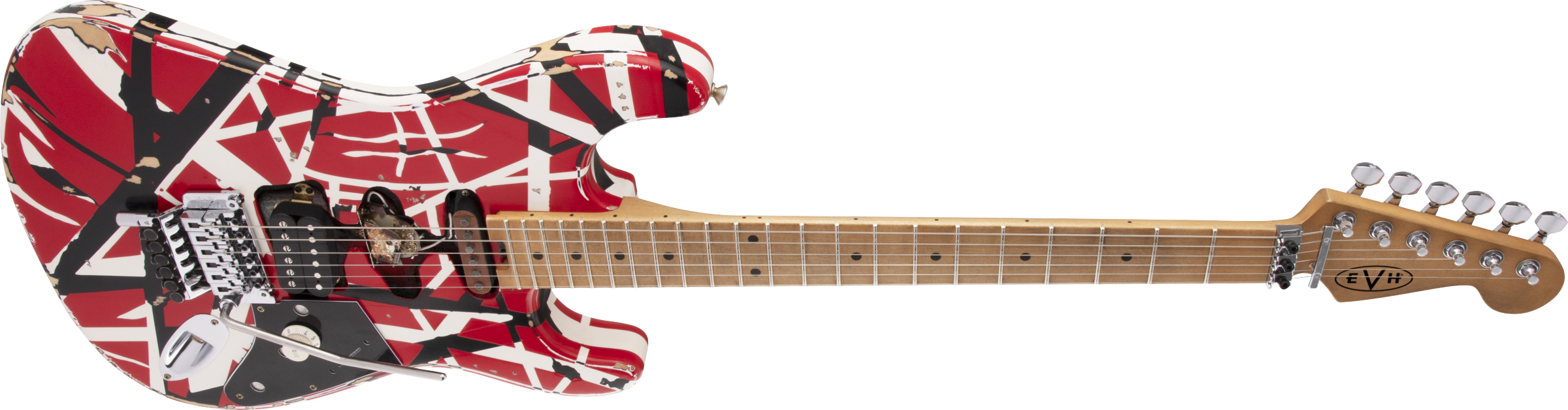 Evh Eddie Van Halen Frankenstein Frankie Striped Series Mex H Fr Mn - Red With Black & White Stripes - E-Gitarre in Str-Form - Variation 3