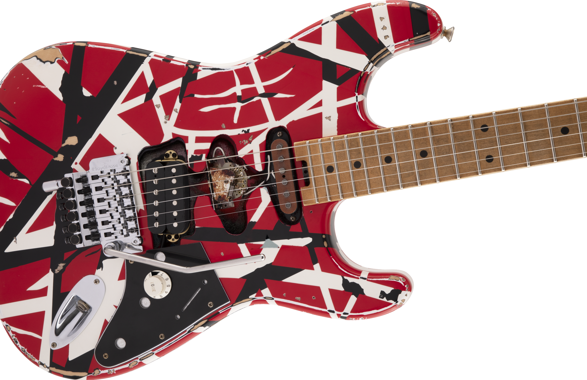 Evh Eddie Van Halen Frankenstein Frankie Striped Series Mex H Fr Mn - Red With Black & White Stripes - E-Gitarre in Str-Form - Variation 4