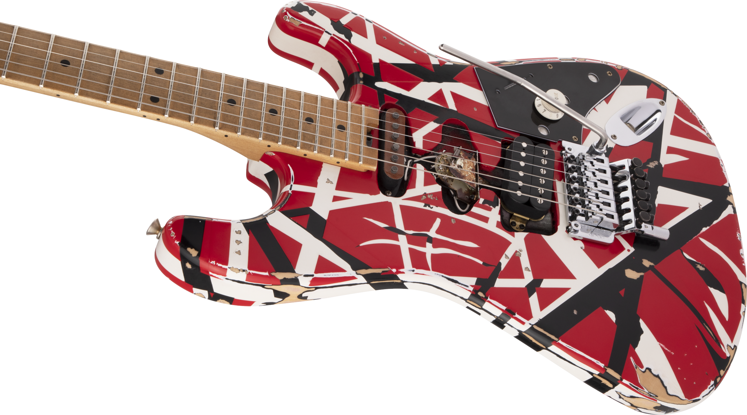 Evh Eddie Van Halen Frankenstein Frankie Striped Series Mex H Fr Mn - Red With Black & White Stripes - E-Gitarre in Str-Form - Variation 5