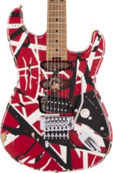 E-gitarre in str-form Evh                            Striped Series Frankenstein Frankie - Red with black & white stripes