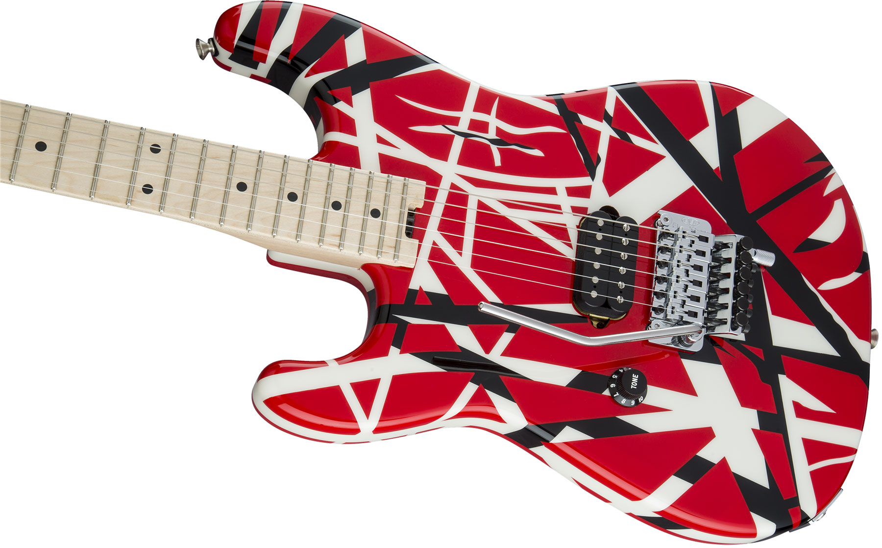 Evh Striped Series Lh Gaucher Signature H Fr Mn - Red Black White Stripes - E-Gitarre für Linkshänder - Variation 2