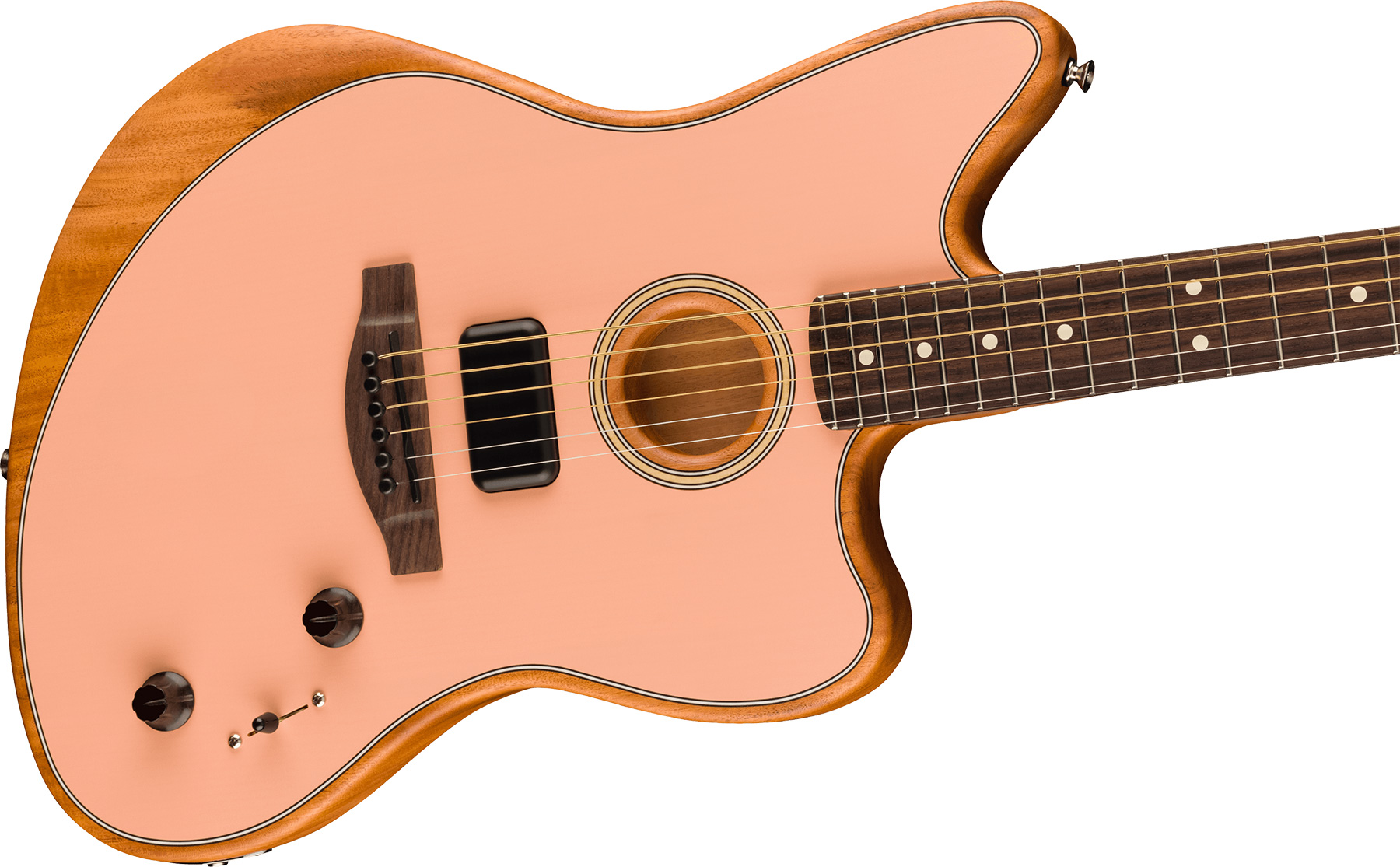 Fender Acoustasonic Jazzmaster Player Mex Epicea Acajou Rw - Shell Pink - Elektroakustische Gitarre - Variation 2